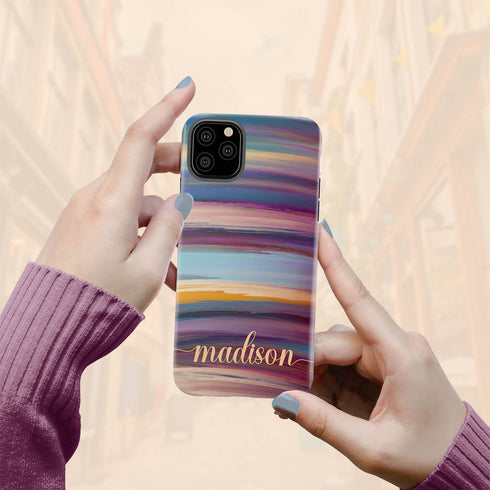 Acrylic Brushstrokes Custom Name iPhone Case